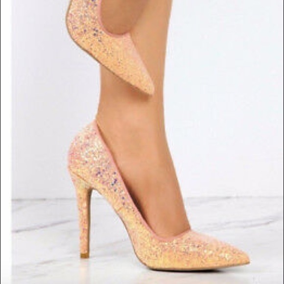 Qupid Shoes - Qupid pink  Glitter heels 7 1/2